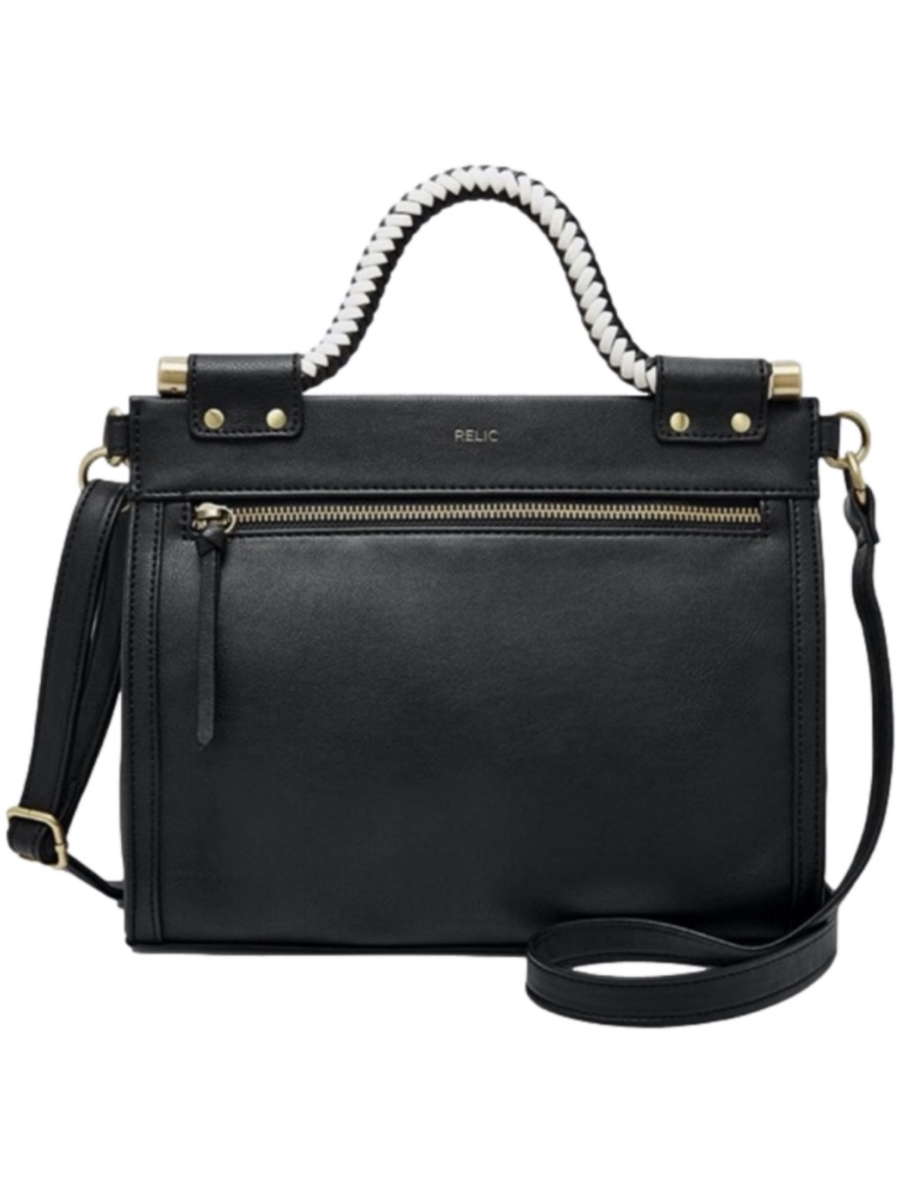 Relic by Fossil Tyla Top Handle Crossbody Satchel Black Purse Adjustable Strap